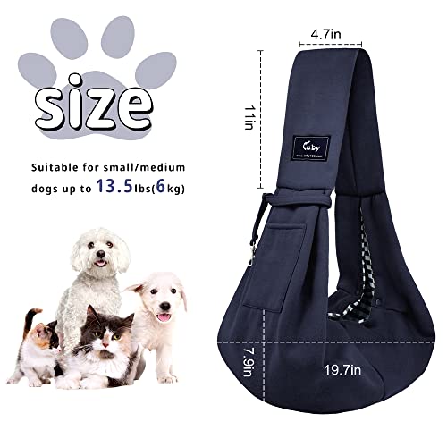 Dog and Cat Sling Carrier - Hands Free Reversible Pet Papoose Bag - Soft Pouch and Tote Design - Suitable for Puppy, Small Dogs Cats Outdoor - color: Classic Blue