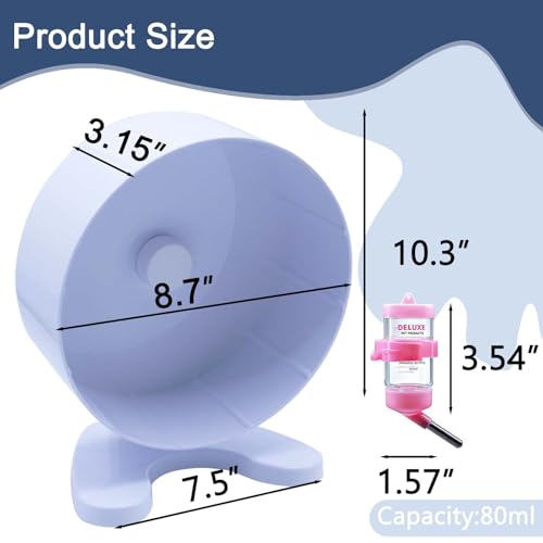 8.7" Hamster Exercise Wheel with Drinking Bottle, Hamster Exercise Wheel for Gerbils, Syrian & Dwarf Hamsters, Chinchillas, Hamster Running Wheel Noiseless Spinning Design for Other Small Pets, White - color: White, size: 8.7" with Drink Bottle