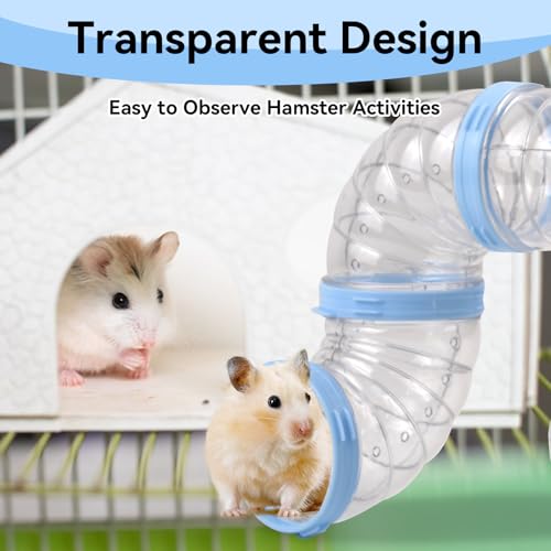 8 Hamster Tube Set, Clear Hamster Tunnel Tube Kit DIY Small Animal Toy Tube Adventure External Accessories Syrian Dwarf Mouse Rat (Blue)