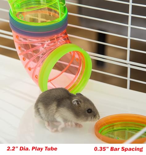 Extra Large Multi-Floors Expandable and Customizable Hamster Mansion Mouse Habitat Gerbil Home Rat House Small Animal Critter Home Cage with Hide House Excerise Running Wheel Food Bowl - color: Blue, size: 23"L x 14"W x 18"H