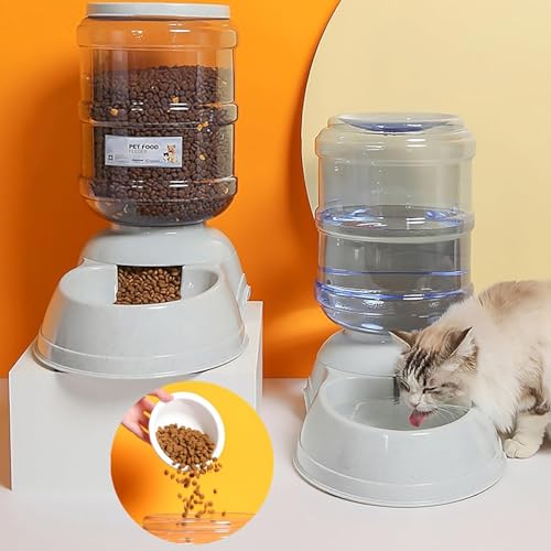 Gravity Pet Feeder and Water Dispenser Set, 3 Gallon/11L Automatic Dog Feeder and Dog Water Dispenser for Dogs Cats Pets Animals Large Capacity
