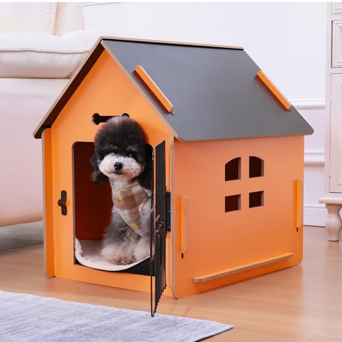 RYpetmia Indoor Dog House for Small Dogs & Cats, Wooden Pet House | Cute Puppy Bed Shelter /Ventilated Windows/Cozy Cave Design/Tool-Free Assembly/Small Pet Hideaway for Bedroom, Living Room
