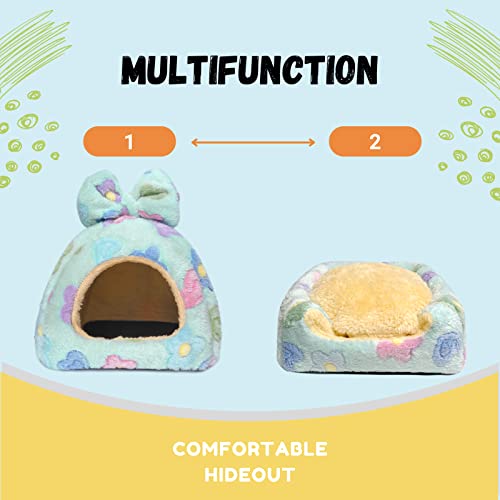 Guinea Pig Hideout House, Cozy Chinchilla Bed, Washable | Cute Habitat Cage Accessory, Warm Hideaway for Small Pets Ferrets Hedgehogs - color: Green