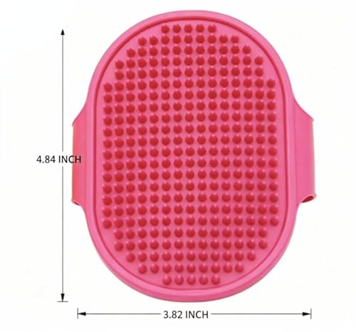 Pet Bath Brush Grooming Glove for Dogs & Cats, Soft Silicone Massage Comb with Gentle Hair Removal, 38g Lightweight Bath Scrubber, Rose Red