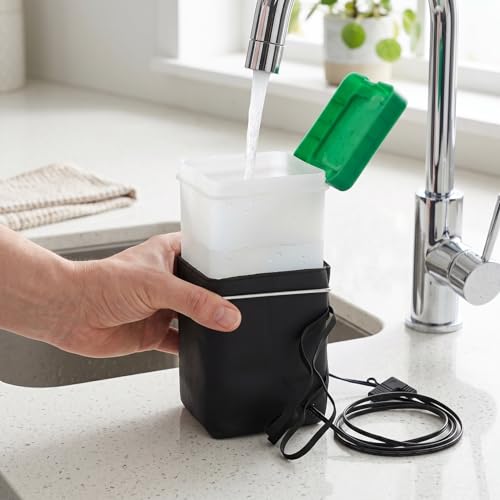 Toddmomy Heated Rabbit Water Bottle Plastic Dispenser 7.08 in | No Freeze Winter Pet Thermostat, For Outdoor Bunny Hutch & Guinea Pig Cage, Leakproof Gravity Feeder, Green Lid Cover