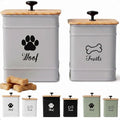 Dog Treat Container Set of 2 with Airtight Bamboo Lids - 8x6 & 7x5 inch | Fits All Popular Treats, Up to 20 Cups Combined Capacity, Airtight Bamboo Lid, Easy Open Lid, Dent-Resistant Durable Metal - color: Gray - Large
