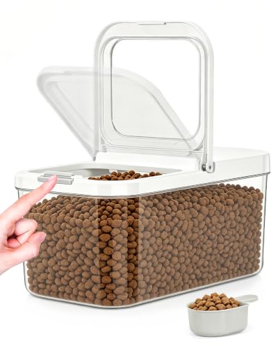 TBMax Pet Dog Cat Food Storage Container 6 Lbs with Airtight Flip-up Lid | One-press Open Lid for Easy Access & Scoop, Airtight Bin Ideal for Pet Food Treat, Small Animal Food Storage, Space-Saving