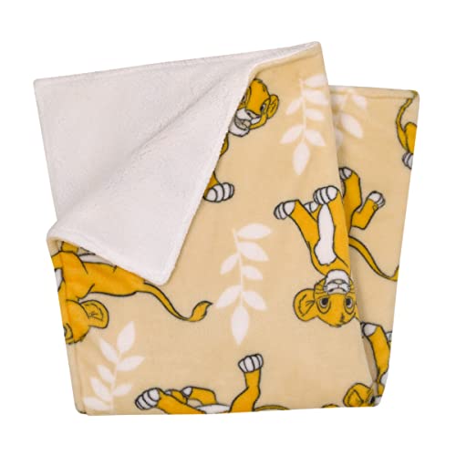 NoJo Disney Lion King Tan, Beige and White Simba Super Soft Sherpa Baby Blanket - color: Lion King Tan