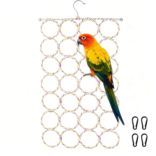 1 Pack Small Pet Rope Toys,Bird Rope Perch Climbing Net Ladder Hanging Hammock for Parrot (Parakeet/Cockatiel/Cockatoo/Macaw/Conure), Rat, Hamster, Mouse, Ferret (1Pcs) - size: 1Pcs