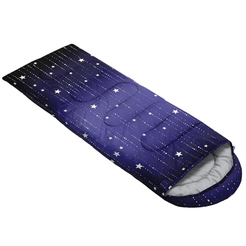 QOOMO Camping Sleeping Bags,3 Season Warm & Cool Weather,Lightweight,Waterproof Sleeping Bags for Adults & Kids,Traveling,and Outdoors,Camping Gear Equipment - color: Galaxy 15