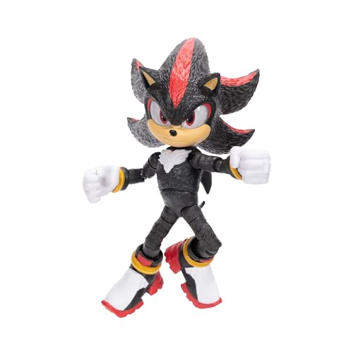 Sonic The Hedgehog – 5-Inch Shadow Action Figure – 20+ Points of Articulation – Official Collector Toy – Boys & Girls Ages 3+ | Sonic The Hedgehog Movie 5 Inch Action Figure Wave 1 - Shadow (Closed Mouth) - color: Shadow