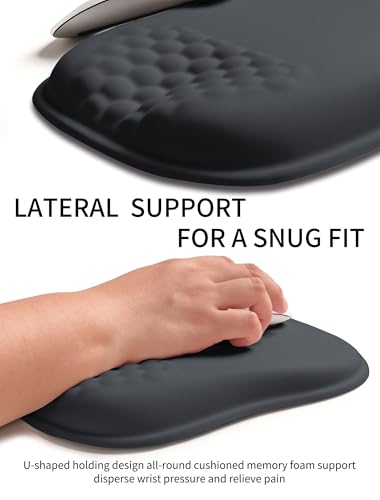 Hokafenle Ergonomic Wrist-Hugging Mouse Pad Wrist Support, U-Shaped Holding Wrist Rest Mousepad for Carpal Tunnel Pain Relief with Cushioned Memory Foam Slope Massage Bulge (10.2x8.3 in,Dark Grey) - color: Dark Grey