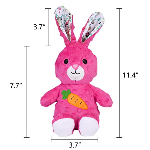 DODODOLA Stuffed Dog Toys Durable Plush Dog Toy with Crinkle Paper Cute Elephant Squeaky Dog Toys Dog Chew Toys for Medium Large Breed (Pink Rabbit) - color: Pink Rabbit