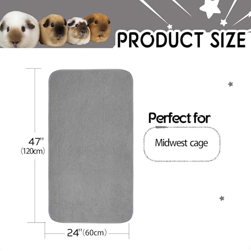 Guinea Pig Bedding, Cage Liners, Washable, Reusable & Leakproof | Premium Fleece Material, Instant Absorbent, Anti-Slip Bottom, Pee Pads for Small Animals. For Midwest Cage, 24"x47", 2 Pack - size: Midwest (2 Pack)
