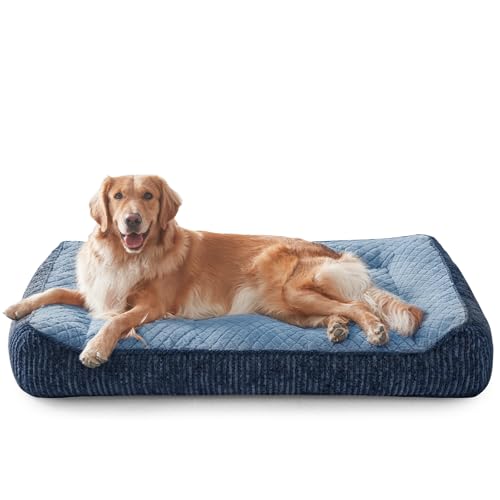 JOEJOY XL Orthopedic Dog Bed for Large Dogs Up to 80lbs - Extra Thick Foam Pet Bed Sofa with Bolster Sides, Large Sized Dog Bed with Removable Washable Cover, Non-Slip Bottom, Blue (42"x30") - color: Blue, size: XL(42"L x 30"W x 8.5"Th)