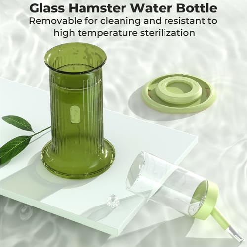 Mini&moe Hamster Water Bottle No Drip – 4 oz Guinea Pig Water Bottle for Glass Tank with Stand Leak Proof Small Animal Water Dispenser for Gerbil Chinchilla Ferret Squirrel Hedgehog