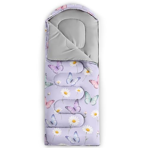 QOOMO Camping Sleeping Bags,3 Season Warm & Cool Weather,Lightweight,Waterproof Sleeping Bags for Adults & Kids,Traveling,and Outdoors,Camping Gear Equipment - color: Butterfly 3