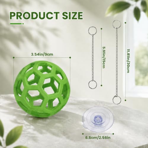 Turtle Feeder Ball Tortoise Enrichment Toys Floating Feeder Toys with Chain | Silicone Hanging Hay Feeder for Small Animals, Turtle Foraging Aquatic Tank Accessories for Pet Tortoise Bearded Dragon