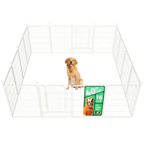 FXW Rollick Dog Playpen, Indoor, Yard & RV Camping, 40" H, 16 Panels | Easy setup, Heavy-duty, DIY layouts, for Medium & Large Dogs, Patented - color: White, size: 40"H