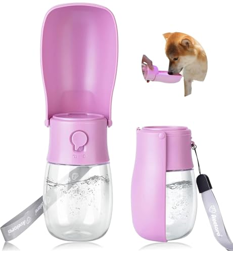 Foldable Dog Water Bottle, Portable Water Dispenser for Dog, Cat, Rabbit, Puppy and Small Animals, Dishwasher Safe Pet Accessories for Walking, Hiking, Travel - color: Pink Purple, size: 10oz