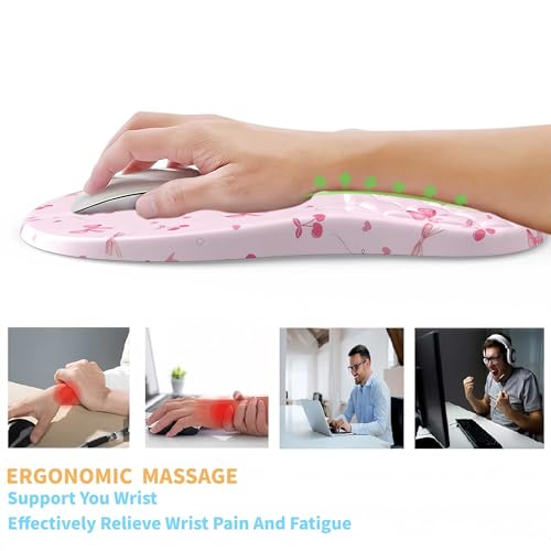 Ergonomic Mouse Pad Wrist Support with Massage Design,Cute Bows Wrist Rest Pain Relief Mousepad with Memory Foam,Mousepad for Wireless Mouse - color: B-01