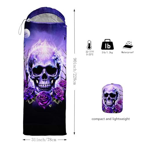 HOSIMA Dear Hunting Pattern Cold Weather Sleeping Bags for Kids Adults. | Black Light Weight Waterproof Sleeping Bags for Outdoors Hiking - color: Purple-black
