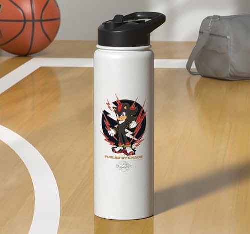 Sonic the Hedgehog 3 - Shadow "Fueled by Chaos" Stainless Steel Insulated Water Bottle - color: White