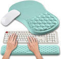 Hokafenle 2 in 1 Ergonomic Mouse Pad Wrist Support & Wrist Rest for Computer Keyboard Set, with Relieve Carpal Tunnel Pain Massage Bulge and Full Memory Gel Design (2In1 Set, Light Blue) - color: Hk004-light Blue