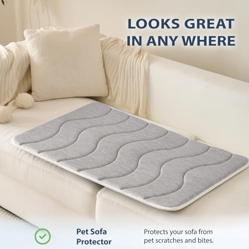 MICROCOSMOS 0.8" Thick Cooling Dog Foam Pad & Summer Pet Sleeping Mat, Machine Washable, Materials Safe, Portable Flat Pet Bed for Dogs.(Light Grey, 42" x 28") - color: White Gray, size: 42"L x 28"W x 0.8"Th