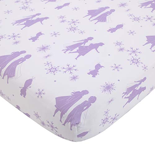 Disney Frozen 2 Lavender, Light Blue and Purple Forest Spirit 4 Piece Toddler Bed Set - Comforter, Fitted Bottom Sheet, Flat Top Sheet, Reversible Pillowcase - color: Disney Frozen 2