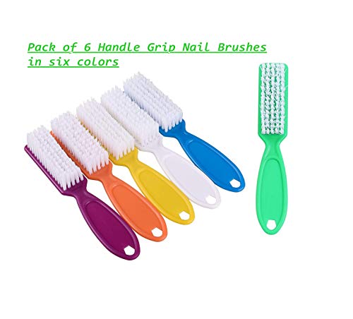 6 Pcs Handle Grip Nail Brush,Nail Cleaning Brushes for Toes and Fingernail
