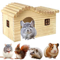 Guinea Pig Wood Hideout Hut with Window Small Animal Wooden House for Chinchilla Squirrel Hedgehog Fancy Rat Hamster (Large) - size: Large