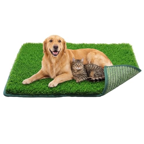 1.2'' Thick Woven Fake Grass Mat for Dog, Glue-Free Artificial Turf Potty Training Pad with Fast Drainage, Machine Washable Pet Pee Pad, Indoor Outdoor Non-Toxic Rug (Small) - size: 20'' x 25'' (Small)