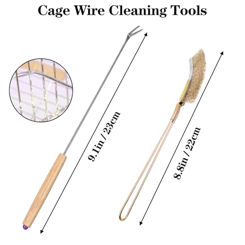 5 Pcs Set Bird Cage Cleaner Bird Cage Cleaner Brush with Stainless Steel Scraper, Long Handle Pet Cage Cleaning Tool for Parakeet Parrot Cage, Poop Remover Brush for Small Animal Cages Accessories