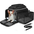 Top and Side Expandable Small Pet Carrier Airline Approved, Black | 18"Lx13"Wx9.5"H, for Southwest Airlines, Pets Under 10 Lbs, Lockable Zippers,Soft-Sided, Anti-Scratch Mesh - color: Black, size: 18.0"L x 13.0"W x 9.5"H