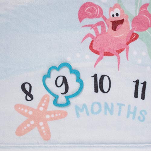 Disney The Little Mermaid Ariel, Aqua, Pink & Green, Super Soft Milestone Baby Blanket, Aqua, Pink, Green, Yellow - color: Disney the Little Mermaid Ariel