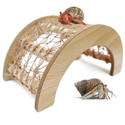Hermit Crab Climbing Arch Bridge Wooden and Rope Hermit Crab Climbing Toys Hermit Crab Supplies Small Animal Cage Accessories for Hamster Lizard Chameleon Reptile - style: Arch Bridge