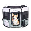 Jespet Soft Dog Playpen, Portable Pet Exercise Pen Kennel with Carry Bag | 2-Door, Easy to Fold, Ground Stakes, Zipper Locks, Large Storage Pocket, Washable Top Mesh Cover & Bottom Cover - color: Shale Green, style: 45x45x24 Inch (Pack of 1)