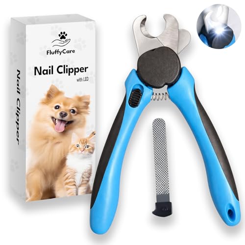 LED Dog Nail Clipper with Light & Safety Guard, Professional Pet Nail Trimmer with Quick Sensor, Extra Sharp for Thick Nails, for Large & Small Dogs and Cats (Medium-Large, with LED)