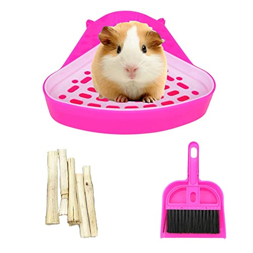 kathson Triangle Potty Trainer Corner Bunny Toilet Guinea Pig Litter Bedding Plastic Box Pet Pan for Rabbit Chinchilla Hamster Ferret Small Animal(Pink) - color: Pink or Blue