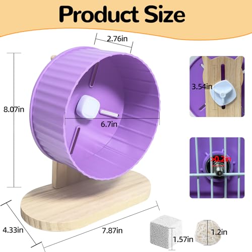 6.7in Silent Hamster Exercise Wheel Hamster Toy Cage Accessories with Adjustable Stand for Juvenile Gerbils Dwarf Hamsters (Purple) - color: Purple