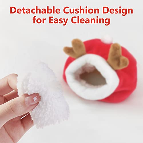 WishLotus Hamster Bed, Mini Soft and Warm Hamster House Cute Non-Slip Hamster Sleeping nest Small Animals Bedding House for Dwarf Hamsters, Mini Hedgehogs and Small Pets (red) - color: red