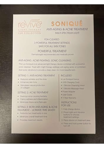 reVive Light Therapy Lux Collection Soniqué Cleanser, Full Size | Sonic Face Cleanser Brush with Medical-Grade Red Light Therapy for Face, Water-Resistant - style: Lux Sonique Cleanser – Full Size