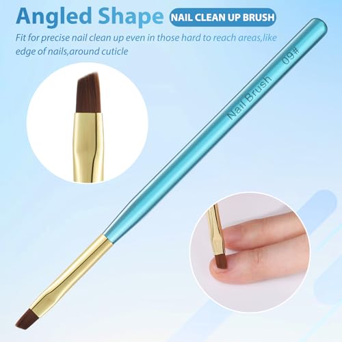 3Pcs Nail Art Clean Up Brushes Nail Brushes Cleaning Polish Mistakes | Cleaning Polish Mistakes on the Cuticles Acetone Resistant Nail Brush Fingernail Cleaning Brushes for Nail Art and Designs - color: Metal Blue