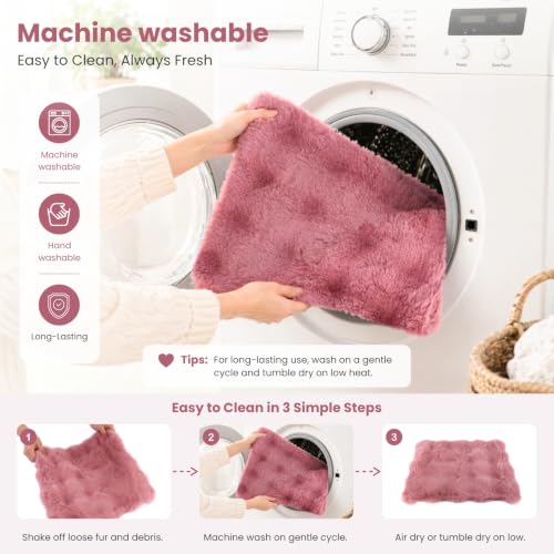 2 Pack Rabbit Mat, Soft Plush Bunny Bedding with Non-Slip Bottom, Washable Fluffy Guinea Pig Cage Liner, Small Pet Sleeping Pads for Hamster, Chinchilla, Pink - color: Pink