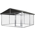 Petony Outdoor Dog Enclosure Heavy Duty Dog Kennel House Mesh Dog Big Cage Pet Kennel Steel Fence with Secure Lock - size: 118.0"L x 118.0"W x 65.0"H