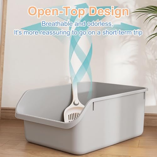 Rabbit Litter Box with Low Entry, High Back Splash Guard for Guinea Pigs, Hamsters, Hedgehogs, Chinchillas & Small Animals, Easy Clean Potty Training Pan for Cage (Grey) - color: Grey