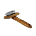 Alcott Bamboo Groom Slicker Brush with Stainless Steel Pins for Pets, Small,Black - size: Small