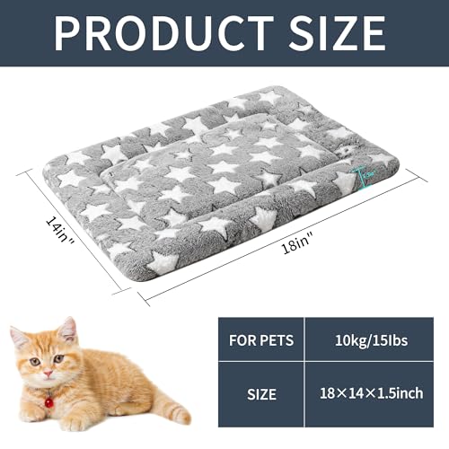 Dog Bed Mat, Reversible Crate Pad & Cute Dog Bed - Machine Washable Kennel Mat with Ultra Soft for Small Dogs & Cats - color: Grey&Star, size: 18"L x 14"W x 1.5"Th