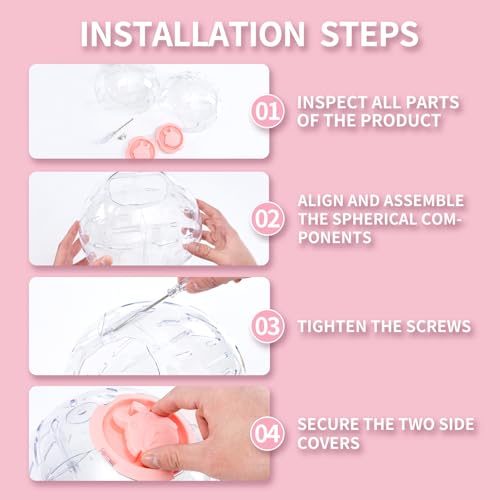 7.9 Inch Hamster Ball, Running Ball Toy, Transparent, Breathable, Reduce Stress, Promote Exercise Health, Easy to Clean, Hamster Accessory, for Syrian Dwarf Hamster, Gerbils, Mice, Small Pets, Pink - color: Pink